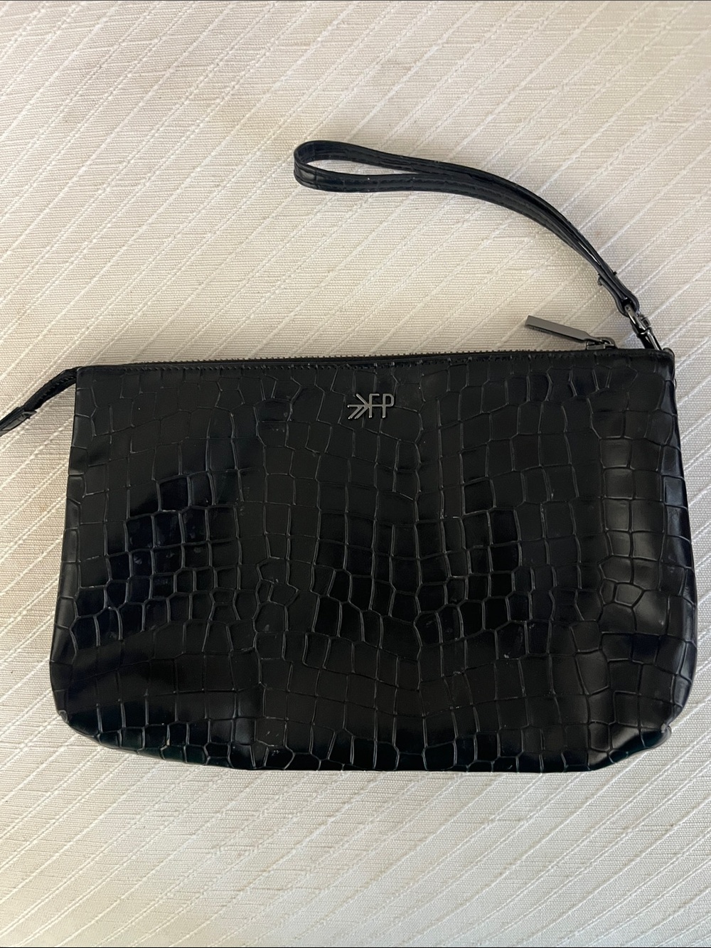 Freshly Picked Black Croc Wristlet